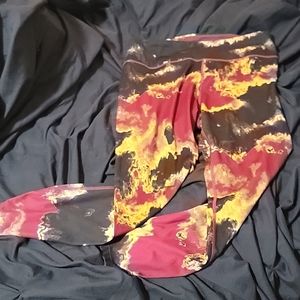 Joy Lab Burgundy Gold Marble Tye-dye Compression Workout Yoga Pocket Leggings XL